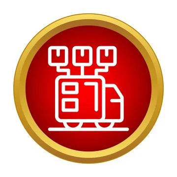 Delivery truck distributing multiple boxes line icon Ilustração Stock