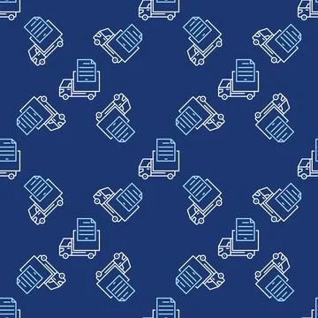 Delivery Truck Documents vector concept blue line seamless pattern Illustrazione stock