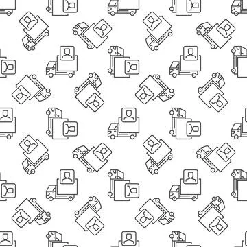 Delivery Truck Driver vector concept line seamless pattern Stock Illustration
