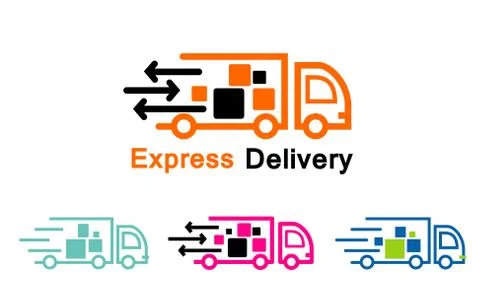 Delivery truck flat vector icon isolated on white. Stock Illustration