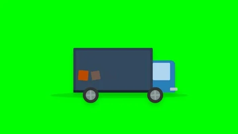 Delivery Truck Loading Boxes with Home Icon Appearing on Chroma Key Green S.. Stock Footage 346612665