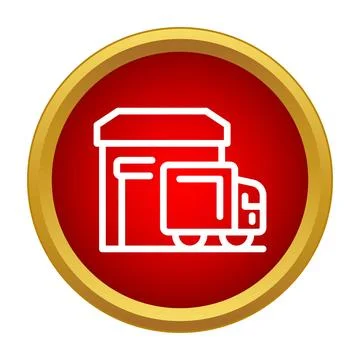 Delivery truck loading cargo at distribution warehouse Stock Illustration