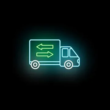 Delivery truck logistic network moving goods in neon イラスト素材