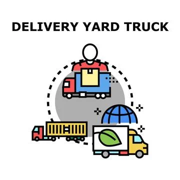 Delivery truck logistics transporting cargo worldwide concept Stock Illustration