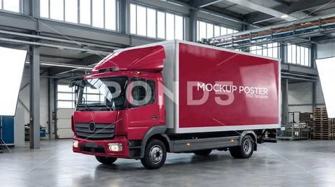 Delivery Truck Lorry Mockup for Logistics Design Branding PSD Template