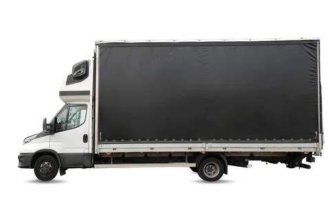 Delivery truck, side view. with empty space for text. isolated on white backg Stock Photos