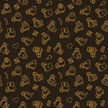 Delivery Truck simple vector thin line seamless pattern Illustrazione stock