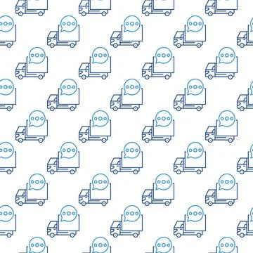 Delivery Truck with Speech Bubble vector line seamless pattern イラスト素材