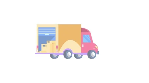 A delivery truck with stacked boxes in the rear, ready for transport. Stock Footage 332321880