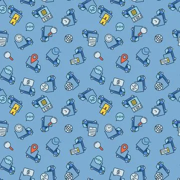 Delivery Trucks colorful seamless pattern. Truck modern background 스톡 일러스트