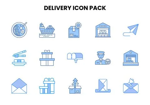 Delivery Two Colour Bundle Icons Pack Stock Illustration