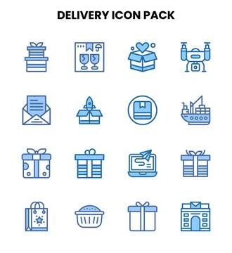 Delivery Two Colour UI Icons Pack Stock Illustration
