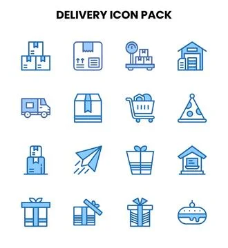 Delivery Two Colour Vector Icons Pack Illustrazione stock