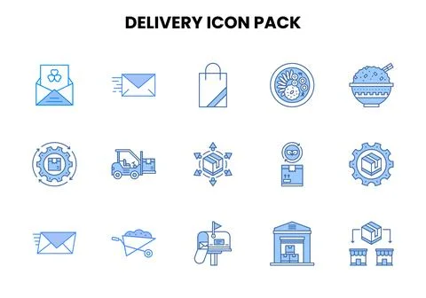 Delivery Two Colour Vector Icons Pack Stock Illustration