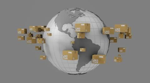 Delivery in USA in front of the globe Stock Illustration
