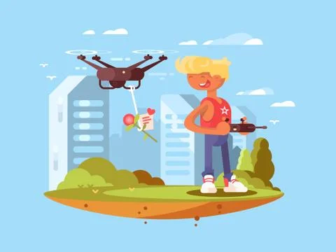 Delivery using quadrocopters Stock-Illustration