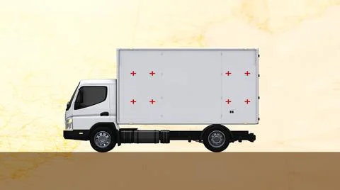 Delivery van animation with tracker points 스톡 일러스트