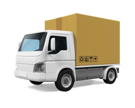 Delivery Van with Cardboard Box Stock Illustration