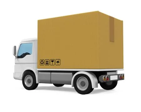 Delivery Van with Cardboard Box Stock Illustration