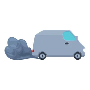 Delivery van emitting polluting exhaust gas from combustion engine Stock Illustration