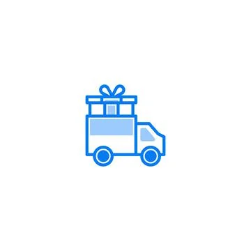 Delivery van filled line icon. linear style sign for mobile concept and web d Illustrazione stock