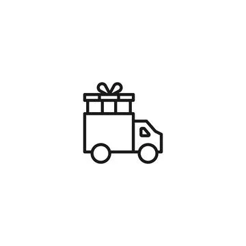Delivery van filled line icon. linear style sign for mobile concept and web d Stock Illustration