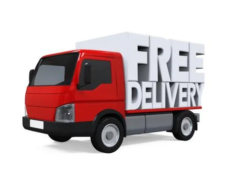 Delivery Van with Free Delivery Text Stock Illustration