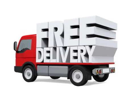Delivery Van with Free Delivery Text Stock Illustration
