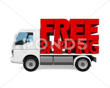 Delivery Van with Free Shipping Text Stock Illustration