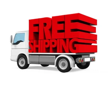 Delivery Van with Free Shipping Text Stock Illustration