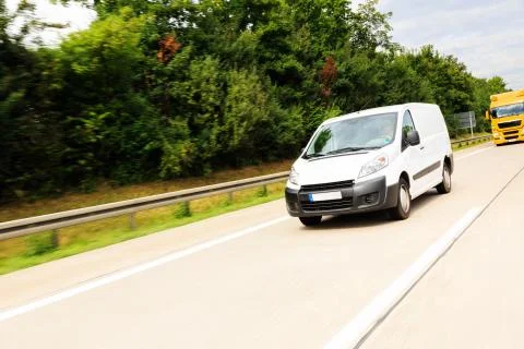 Delivery Van on the Highway 스톡 사진