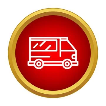Delivery van icon in red and gold button Illustrazione stock