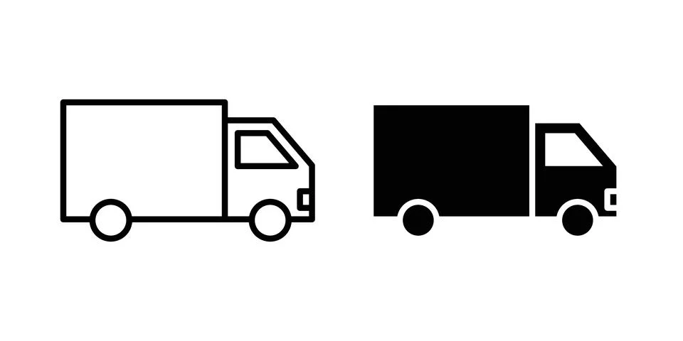 Delivery van icon thin line and clipart style vector set Stock Illustration