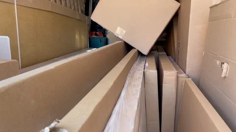 Delivery van loaded with boxes for relocation or shipping Stock Footage 291618217