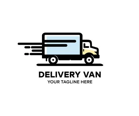 Delivery van logo design Illustrazione stock