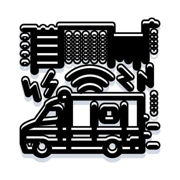 Delivery van moving with fast wi fi signal Stock Illustration