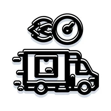 Delivery van moving package quickly, fulfilling orders Stock Illustration