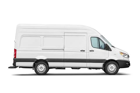 Delivery van side view isolated on a white. Side view of a modern blank car.. Фото