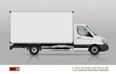 Delivery van side view realistic vector illustration Stock Illustration