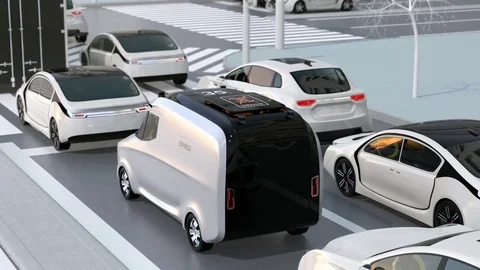 Delivery van stuck in traffic jam Stock Footage 75461071