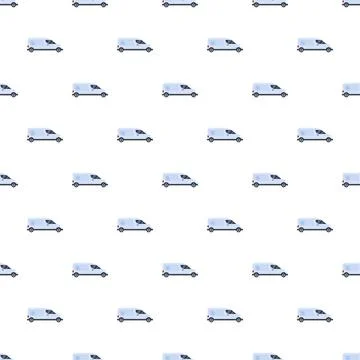 Delivery van transport logistics seamless pattern white background Stock Illustration