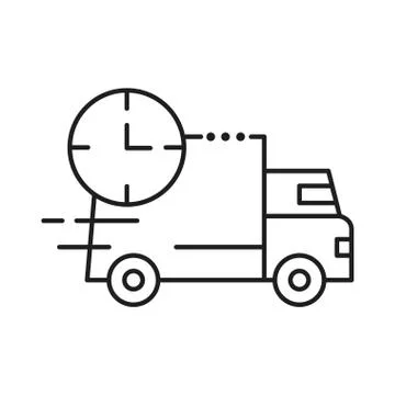 Delivery van transportation with clock line style icon Stock Illustration