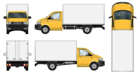 Delivery van vector mockup side, front, back, top view Stock Illustration