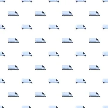 Delivery vans creating a seamless logistics transport pattern Stock Illustration