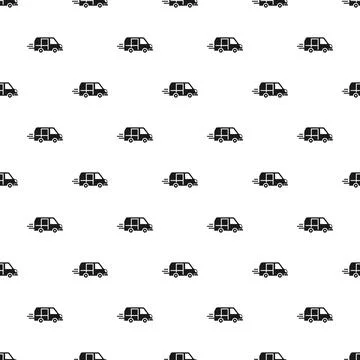 Delivery vans seamless pattern representing fast shipping logistics Stock Illustration