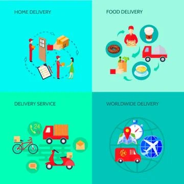Delivery Variants Flat Set イラスト素材