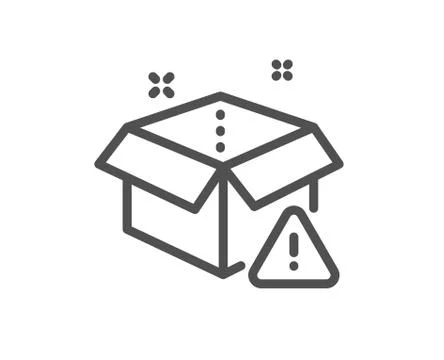 Delivery warning line icon. Package box alert sign. Vector Stock Illustration