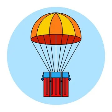 Delivery of weapons by parachute. bonus in a computer game. Stockillustratie