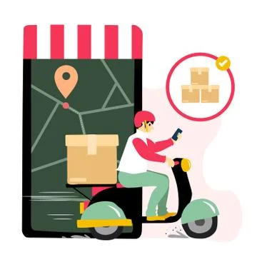 Delivery website banner in flat illustration vector style Stock Illustration