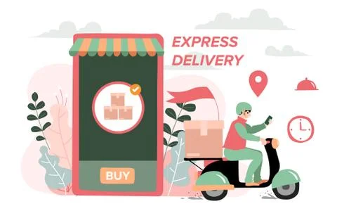 Delivery website banner in flat illustration vector style Stock Illustration